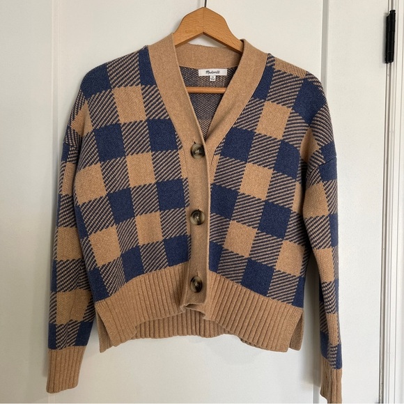 Madewell Sweaters - Madewell Bayberry Cardigan Sweater in Buffalo Check